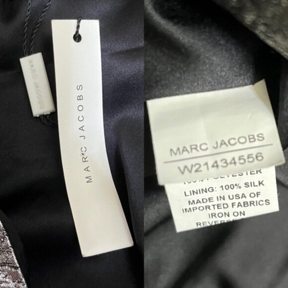 NWT Marc Jacobs Silver Metallic V-Neck Mini Dress Women Sz 6 - Picture 10 of 11